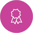 solid pink icon with white ribbon