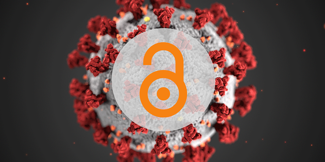 Open access week blog header: image of coronavirus under microscope with open access lock