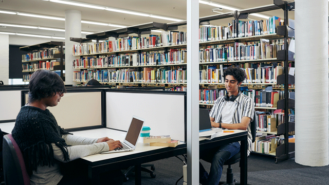 Library Basics blog header: students working at Burwood campus