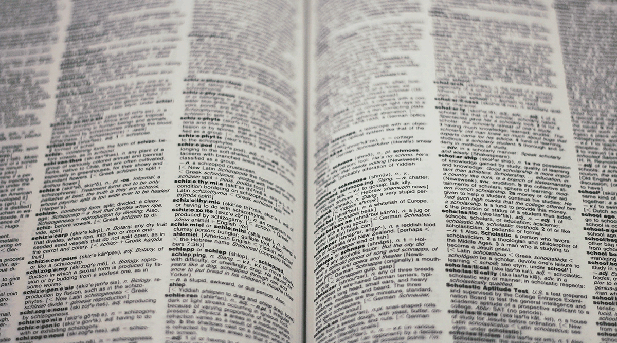 Close up of text from a dictionary