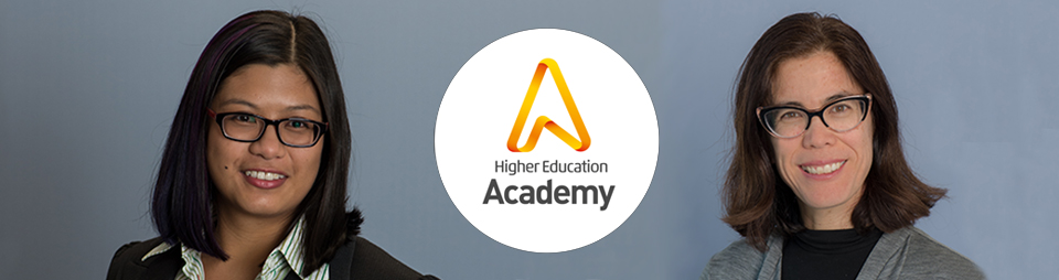 Composite image of two portrait photographs, Dr Joanna Tai to the left and A/Prof. Margaret Bearman to the right. The HEA logo is superimposed in the centre of the image and reads 'Higher Education Academy'.