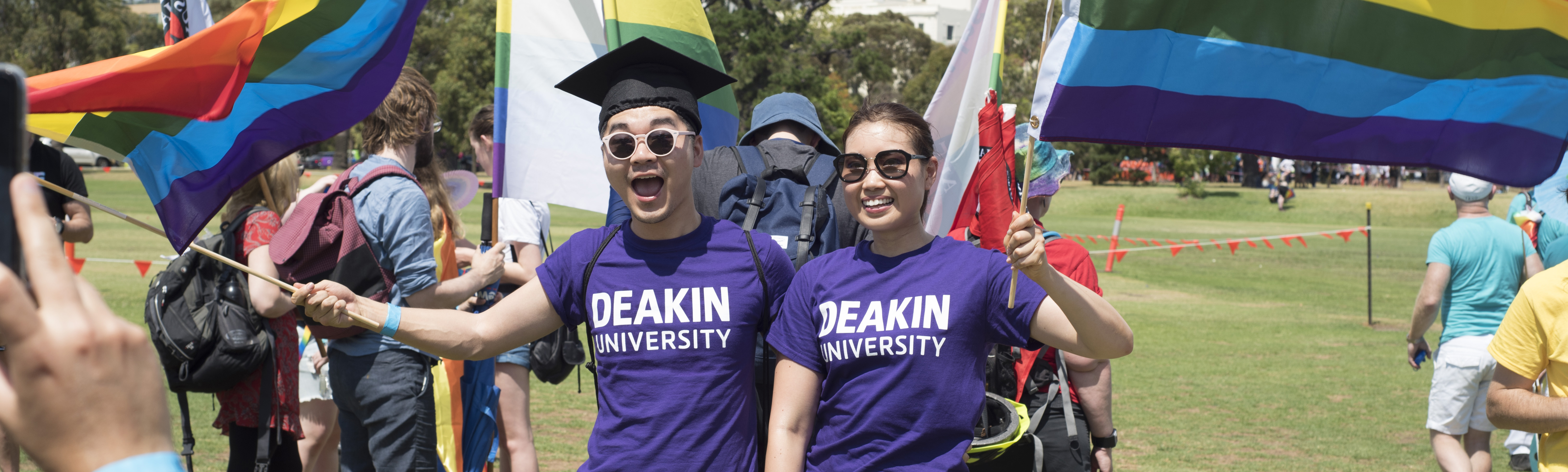 Students celebrating at Pride March 2018