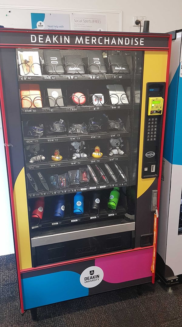 Get a bonus gift when you buy from our new merchandise vending machines