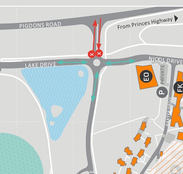 Map of Waurn Ponds Campus Entrance 1