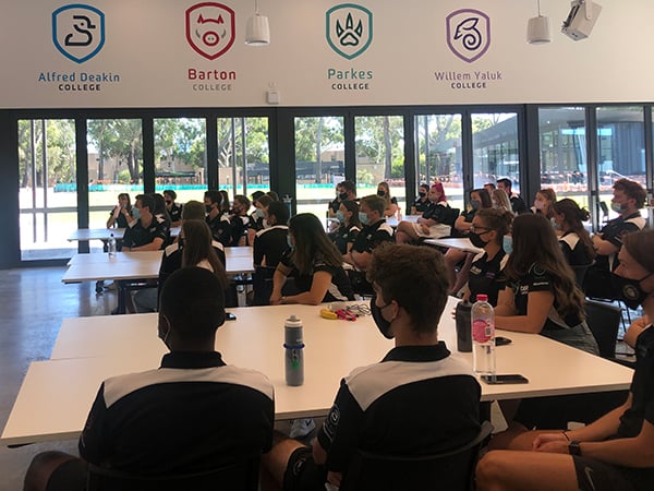 Residential students at the Town hall on Waurn Ponds Campus
