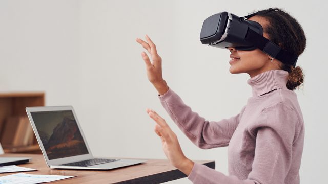 Female in VR goggles