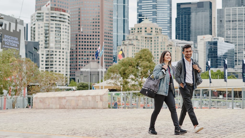 Students walking through Melbourne