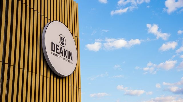 Deakin sign on building