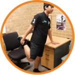 DeakinACTIVE trainer demonstrating how to do a quadricep stretch
