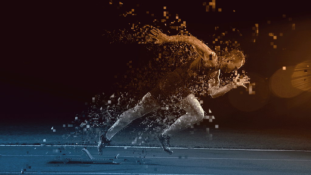 Grpahic illustration of runner on the track