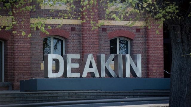 Deakin signage outside Waterfront Campus