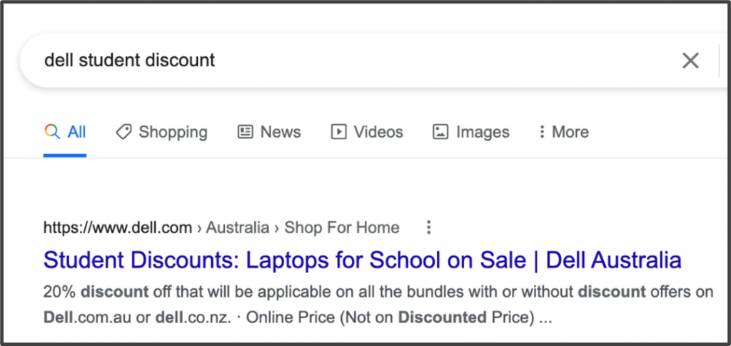 Search results for student discounts