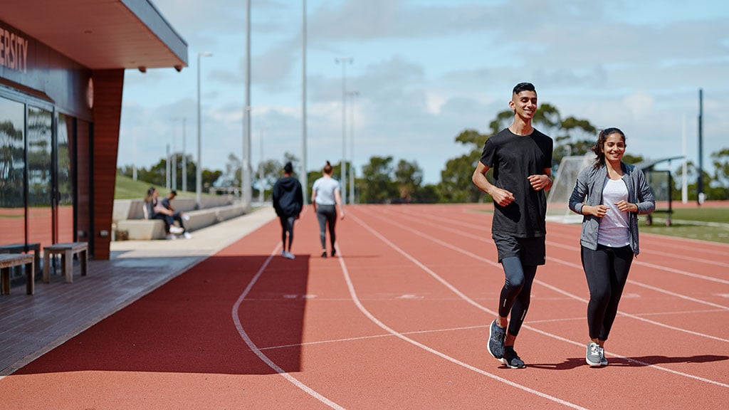 Students using the running track at Waurn Ponds