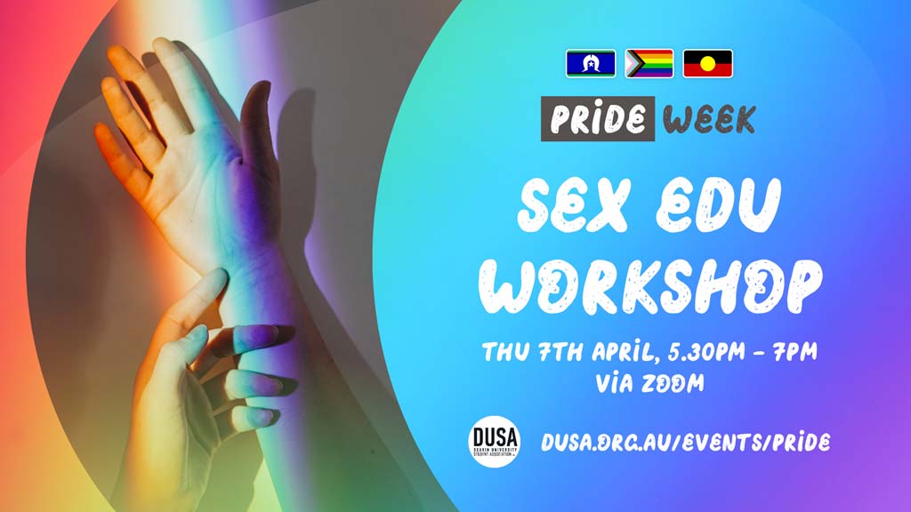 DUSA Pride Week branding for online Sex Edu Workshop