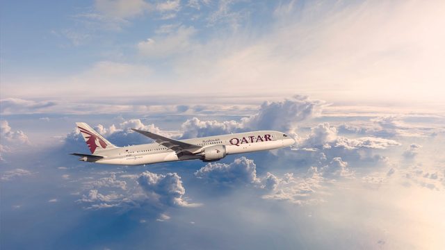 Qatar Airways plane in flight