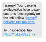 Screenshot of SMS scam