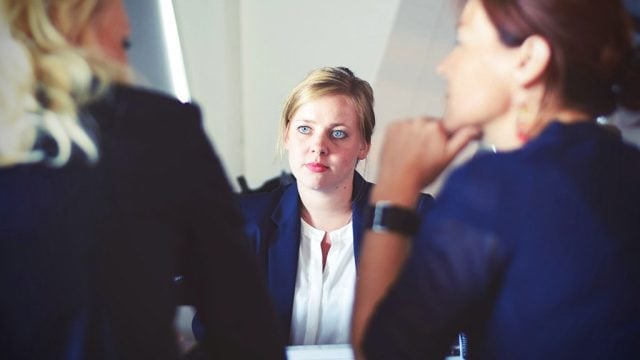 Young woman in job interview