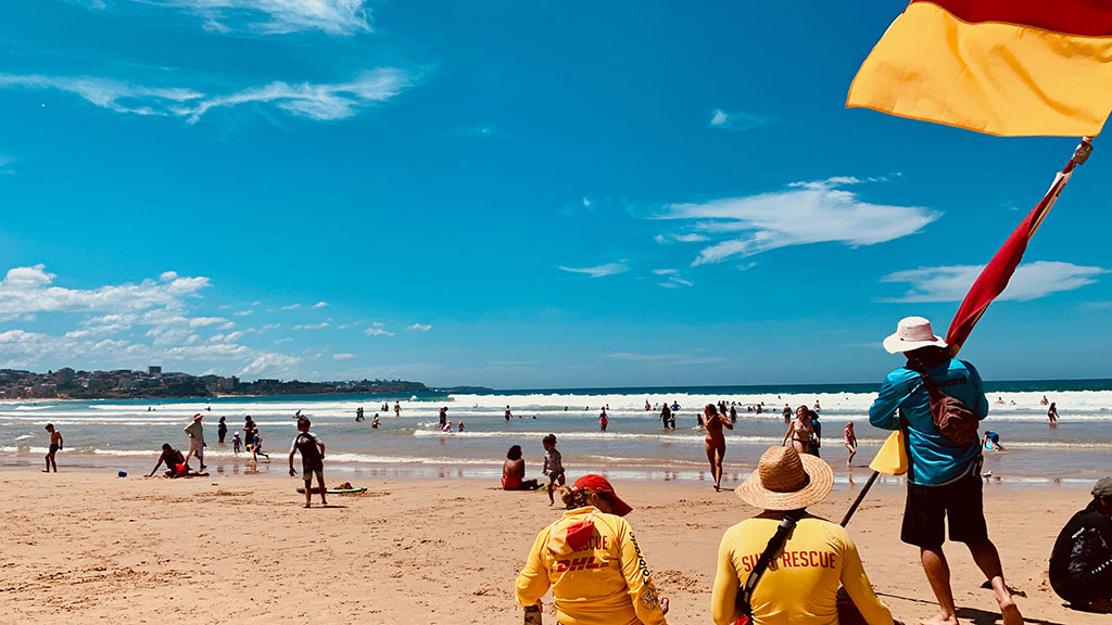 Surf lifesavers on Australian beach