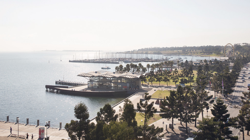Aerial view of Geelong Waterfront area