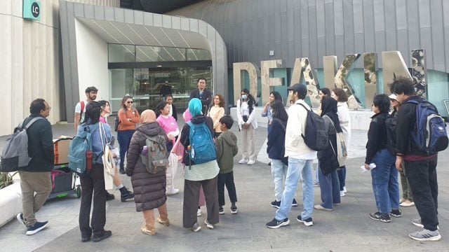 Group of international students outside Building LC