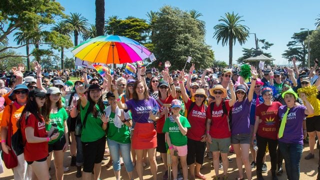 Deakin staff and students at Midsumma Pride March