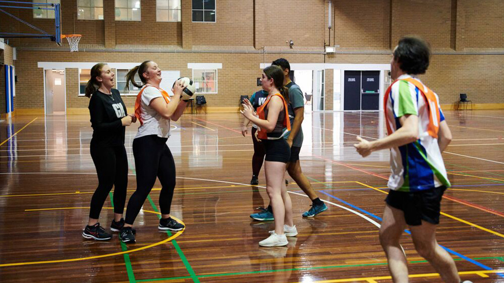 Students playing netball