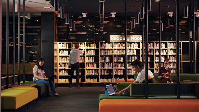 Students studying at Burwood Campus library