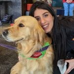 Therapy dog and student
