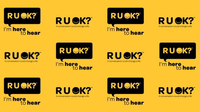 R U OK? Day 2023 logos and 'I'm here to hear' messaging