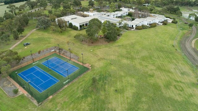 Aerial view of tennis courts near Waurn Ponds Estate