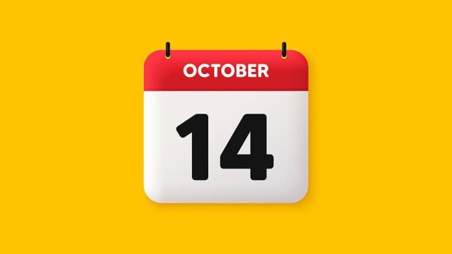 Illustration of calendar page showing 14 October