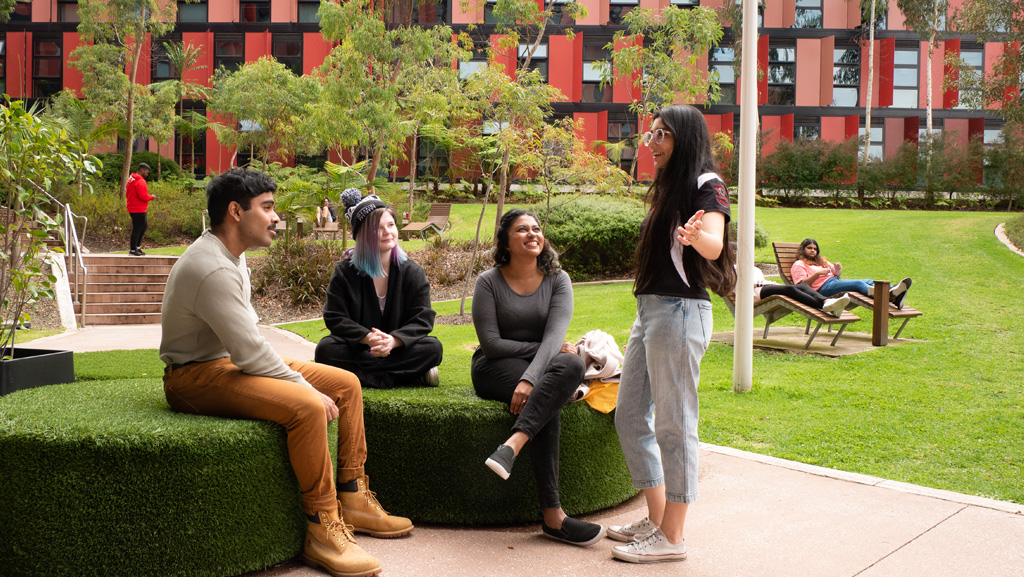 Students chatting at Burwood Campus