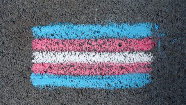 Transgender flag drawn in chalk