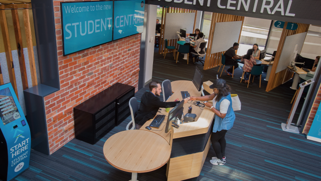 An overhead shot of Elgar Road Student Central hub