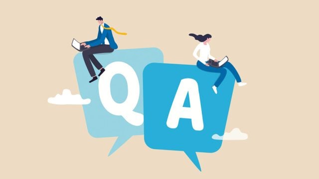Illustration of people engaging in online Q&A