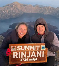 Student Madeleine Crothers and friend at Mt Rinjani in Lombok, Indonesia.