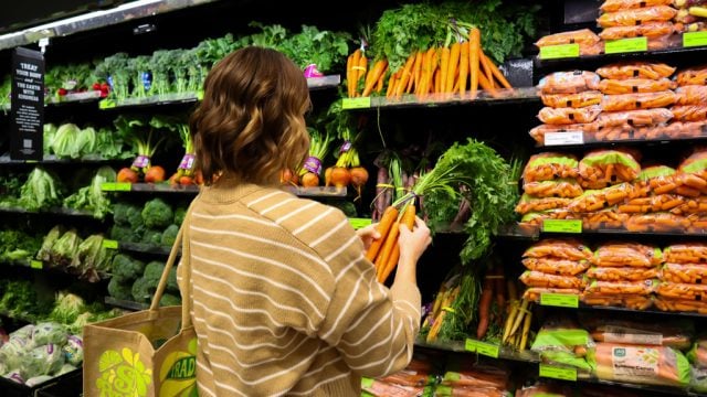 Woman shopping for vegetables