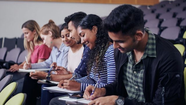 Students in a lecture theatre at Burwood Campus