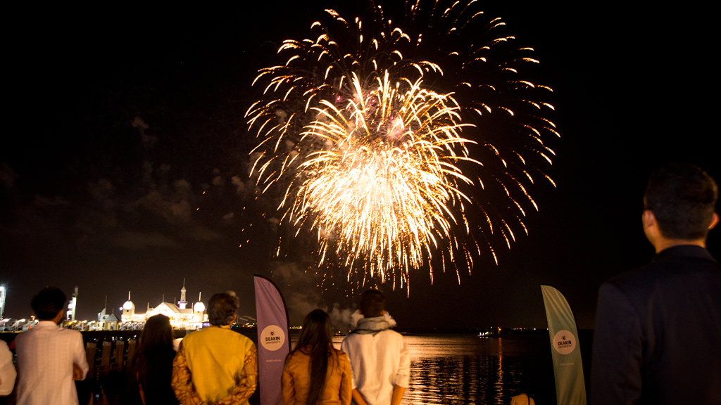 A fireworks show over the Geelong Waterfront.