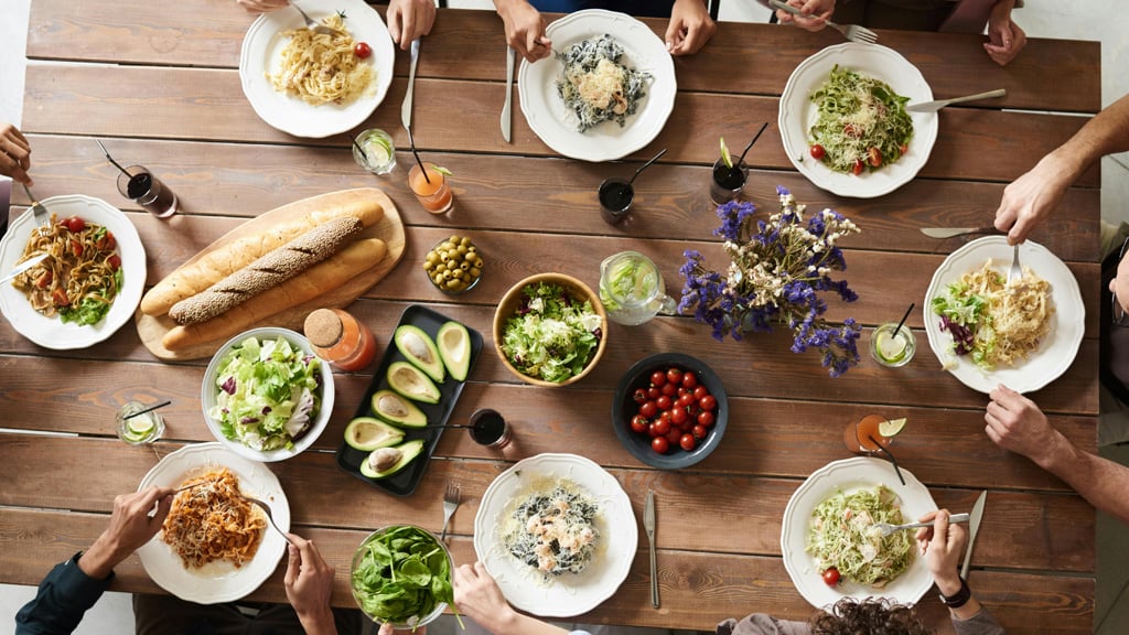 People sharing a meal around a table