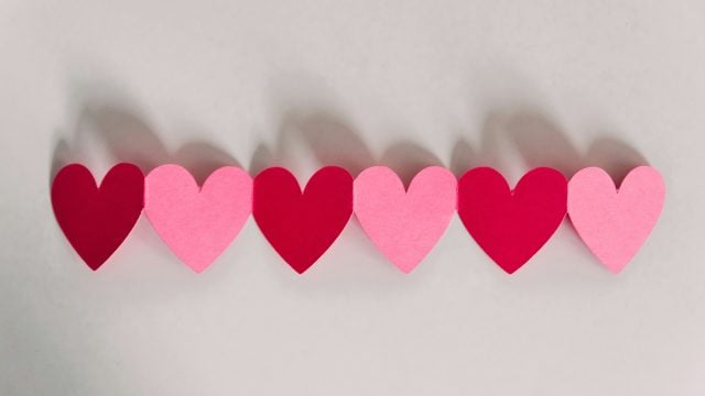 Line of paper hearts