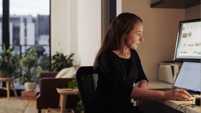 Student at desk at home