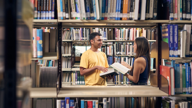 Students in the library.