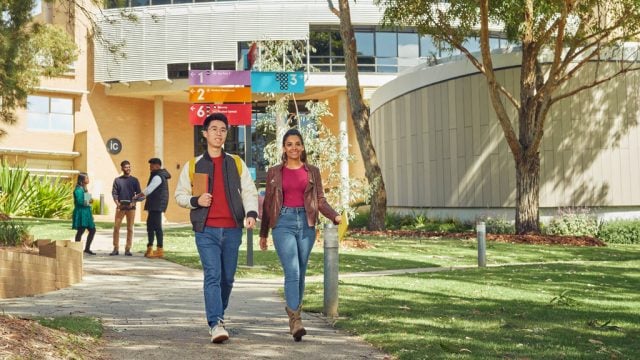 Students walking through Waurn Ponds Campus