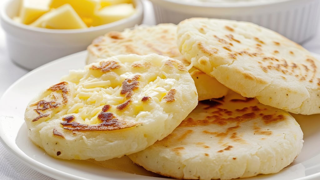 Plate of Colombian arepas